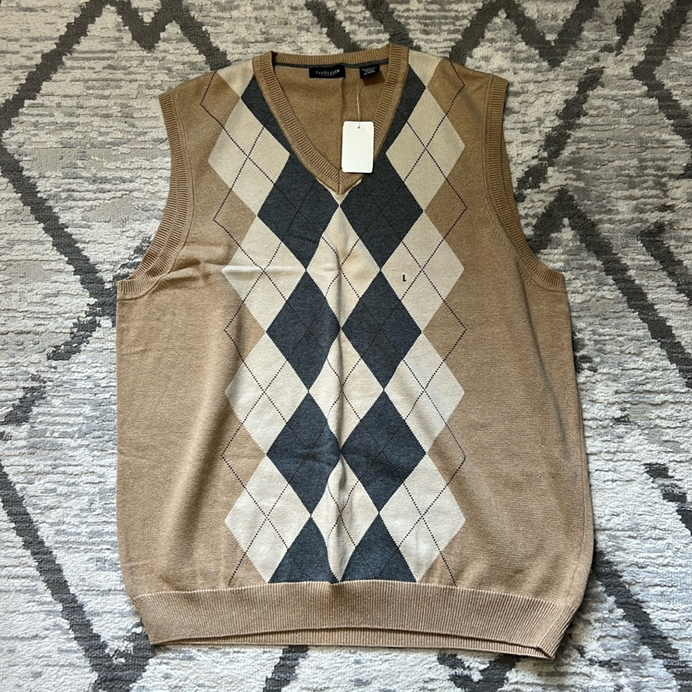 Van Heusen Tan Sweater Vest Size L